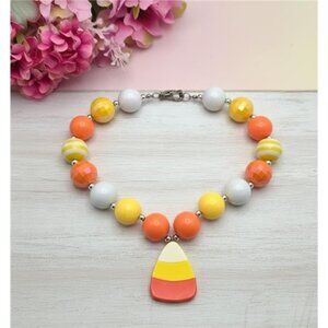 Candy Corn Necklace Bubblegum Ball Pendant Kitsch Novelty 17 Inch